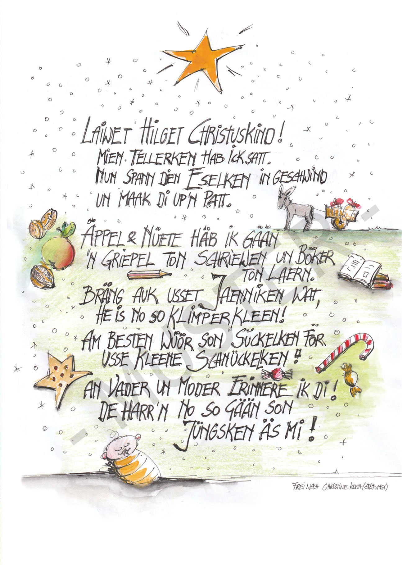Postkarte "Christuskindgedicht" auf Plattdeutsch