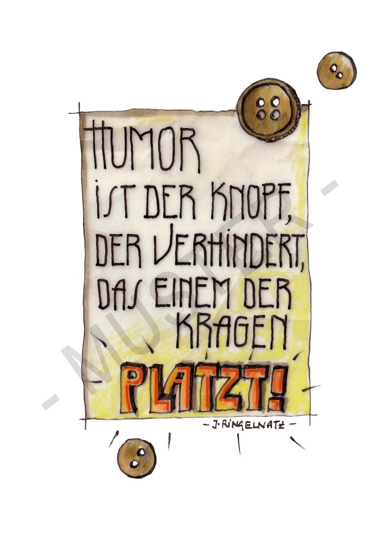 Postkarte "Humor ist der Knopf"