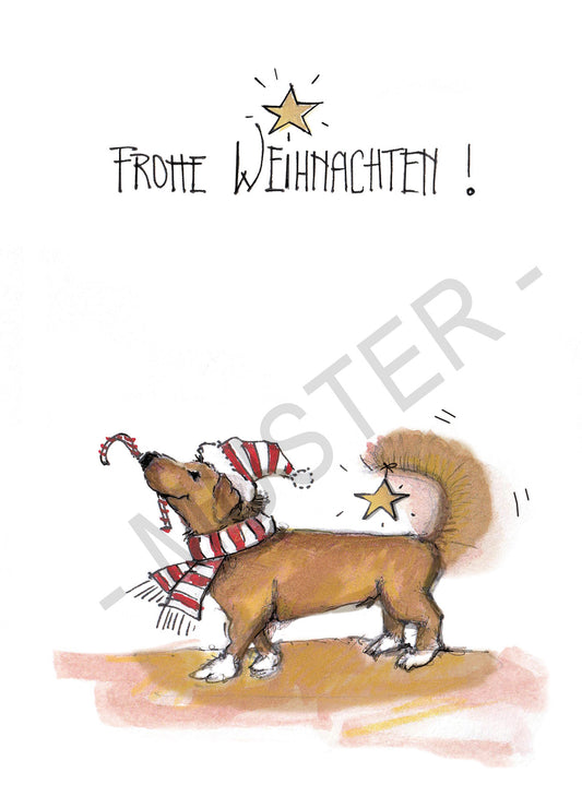 Postkarte "Weihnachtsdackel"