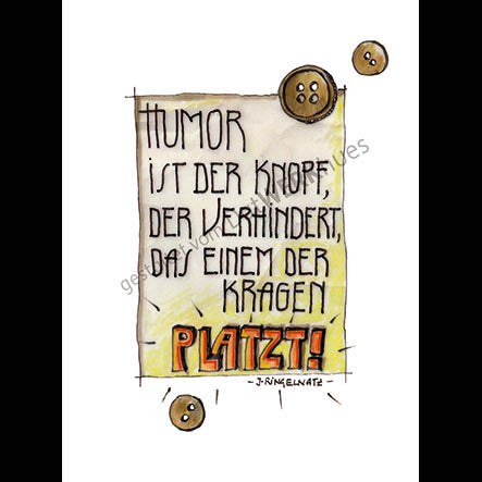 Postkarte "Humor ist der Knopf"