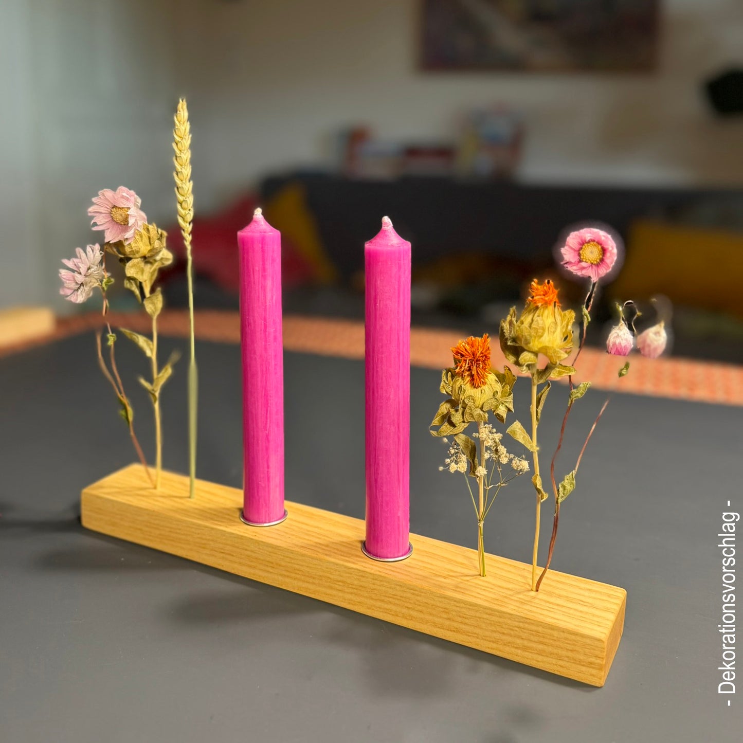 Steckleiste zum Aufstellen mit 2 Kerzenhaltern