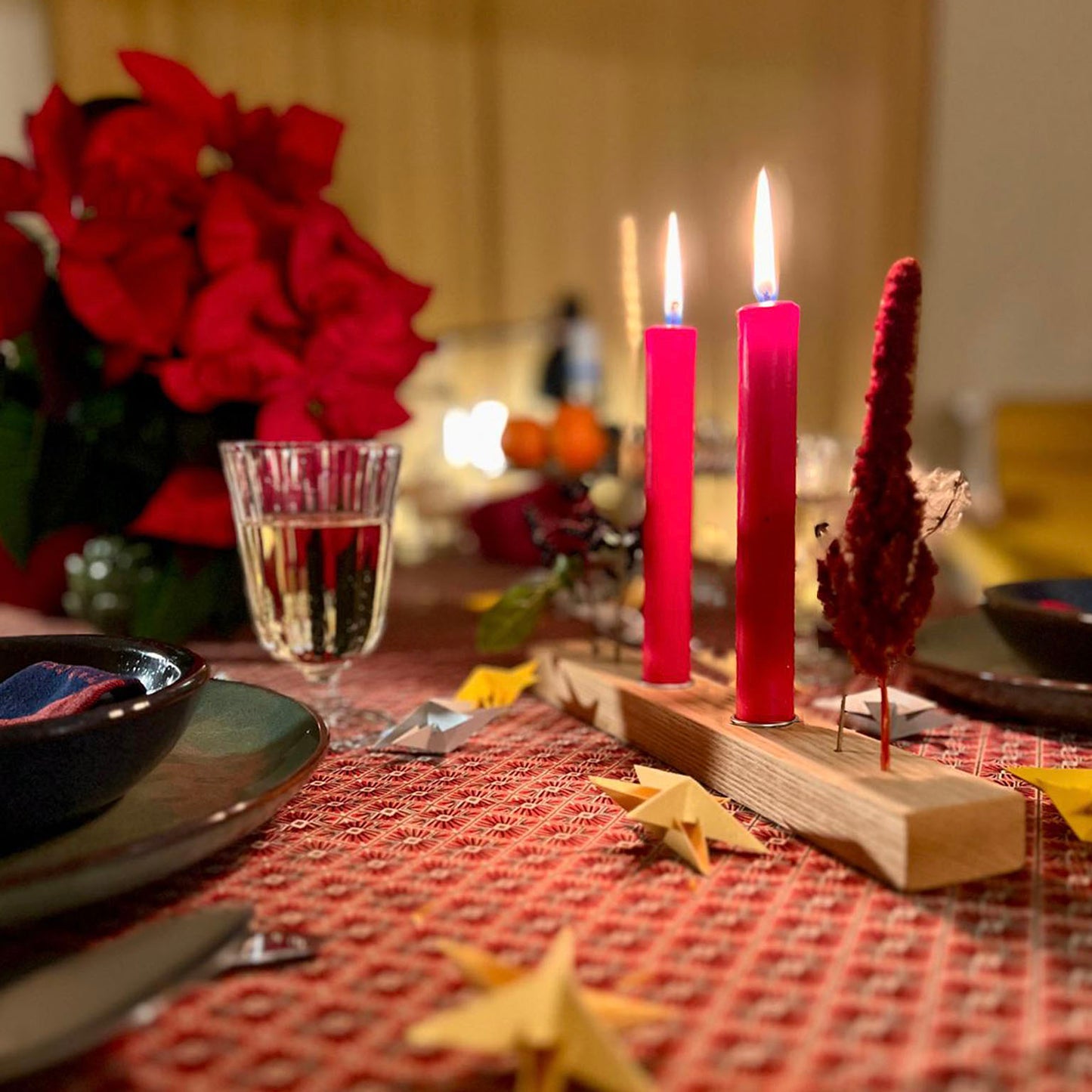 Steckleiste zum Aufstellen mit 2 Kerzenhaltern