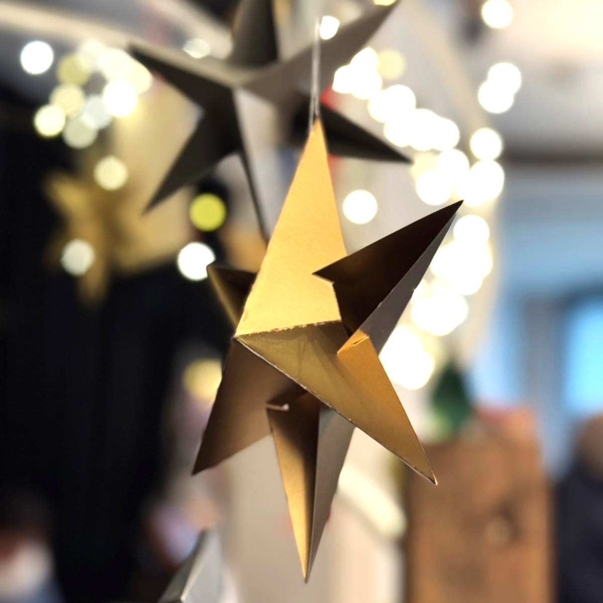 Faltstern aus 2 Elementen, 3 Stk. in Gold